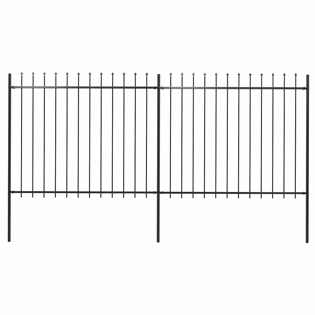 E-shop vidaXL Záhradný plot s vrchnou časťou z ocele 359x150 cm čierny