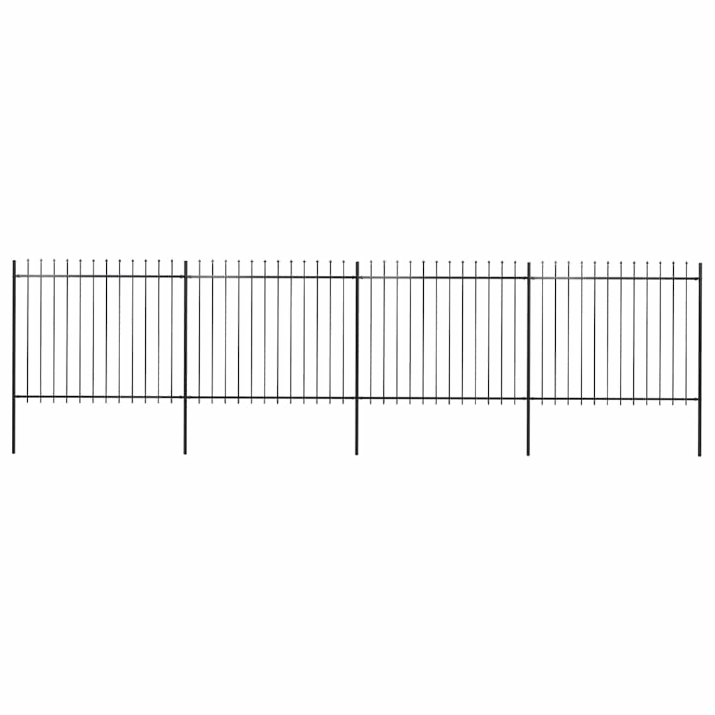 E-shop vidaXL Záhradný plot s vrchnou časťou z ocele 714,5x150 cm čierny