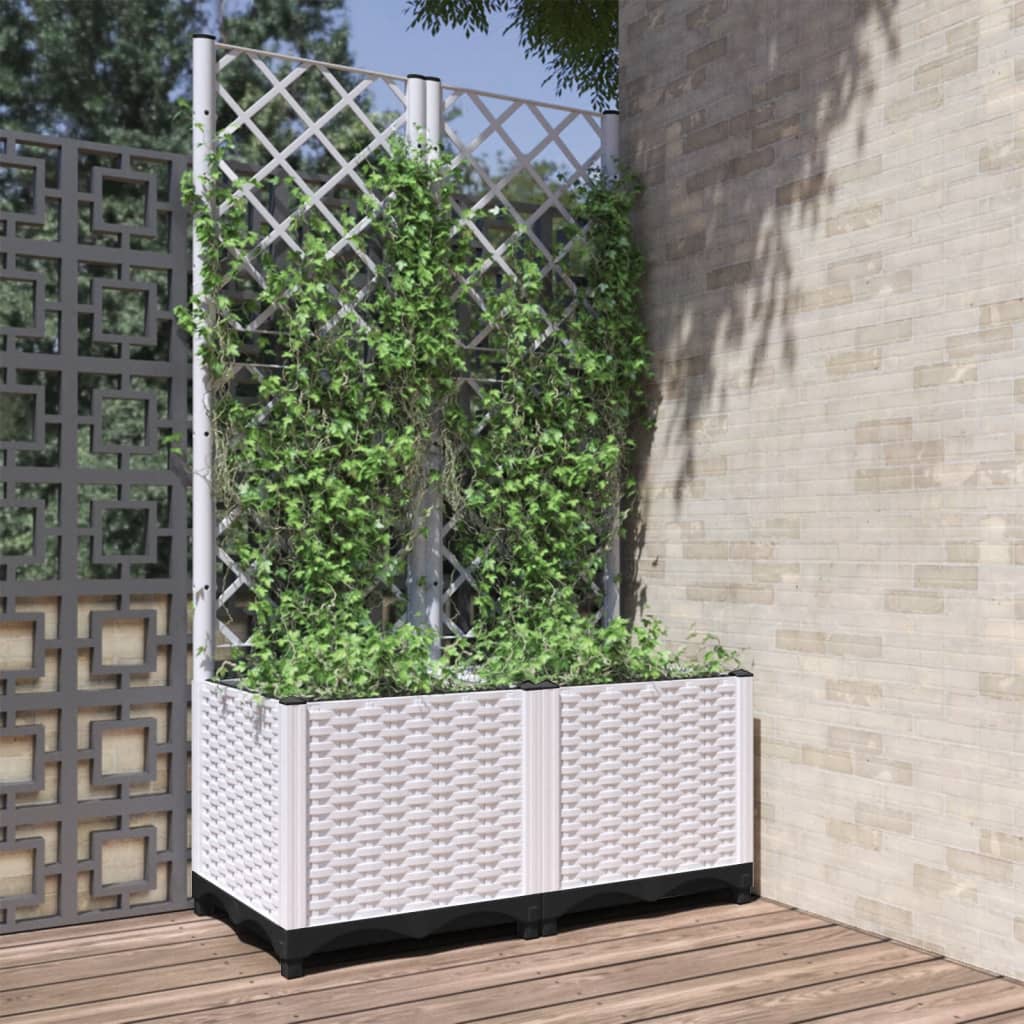 E-shop vidaXL Záhradný kvetináč s mriežkou biely 80x40x136 cm PP