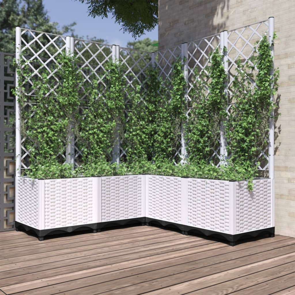 E-shop vidaXL Záhradný kvetináč s mriežkou biely 120x120x136 cm PP