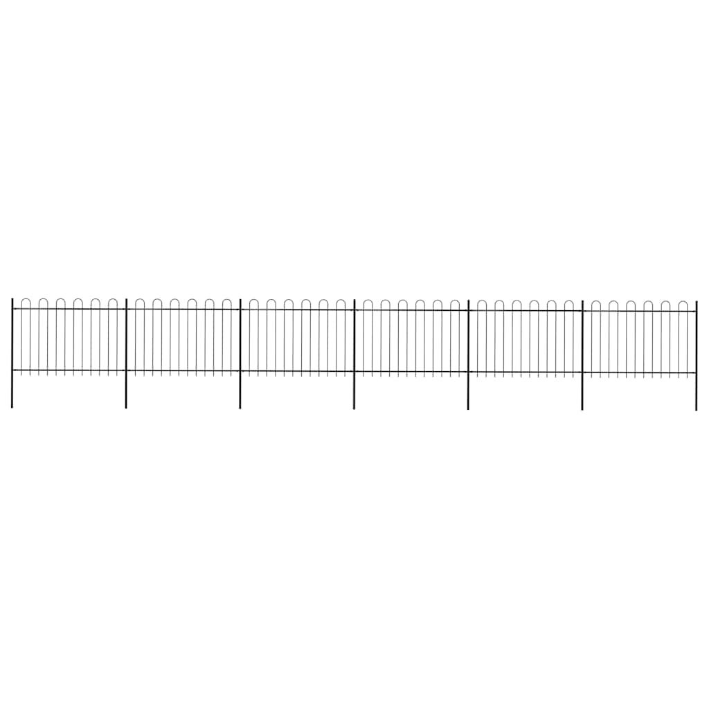 E-shop vidaXL Záhradný plot s oblúkom navrchu, oceľový 1070x120 cm, čierny