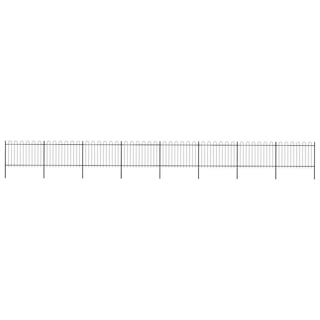E-shop vidaXL Záhradný plot s oblúkom navrchu, oceľový 1426x120 cm, čierny
