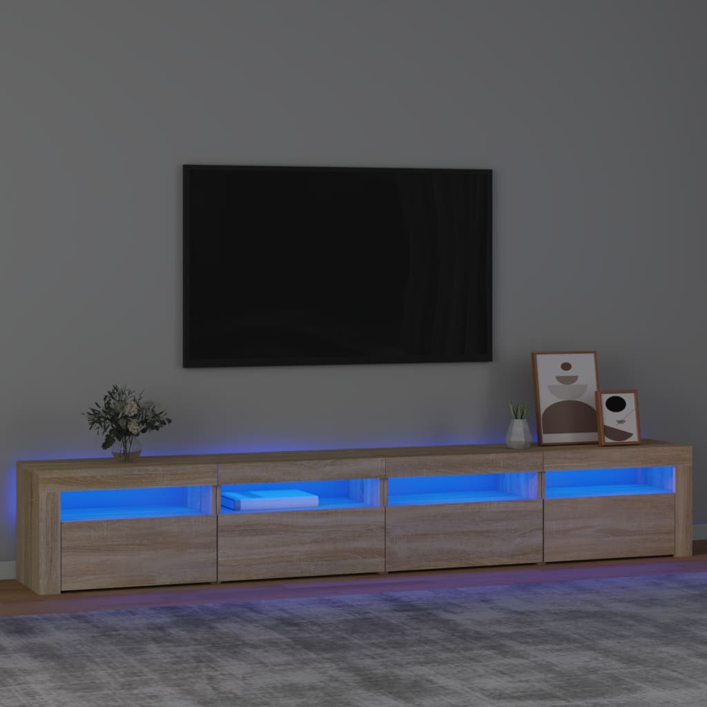 E-shop vidaXL TV skrinka s LED svetlami dub sonoma 240 x 35 x 40 cm