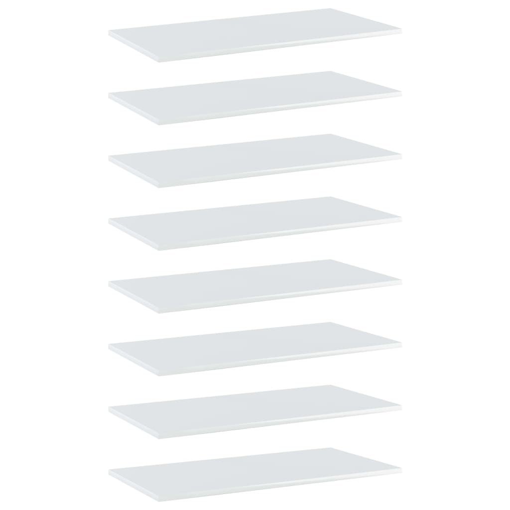 E-shop vidaXL Prídavné police 8 ks, lesklé biele 80x40x1,5 cm, drevotrieska