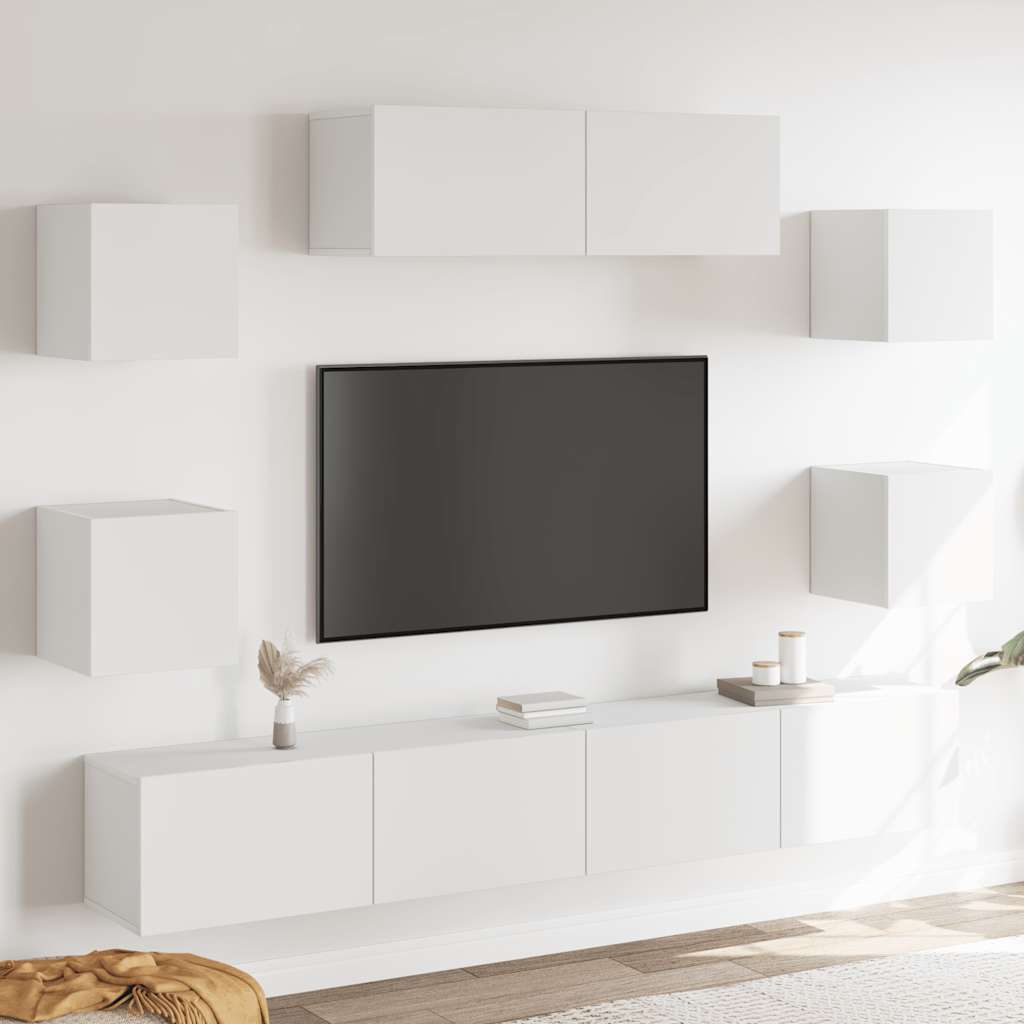 E-shop vidaXL 7-dielna súprava TV skriniek biela spracované drevo
