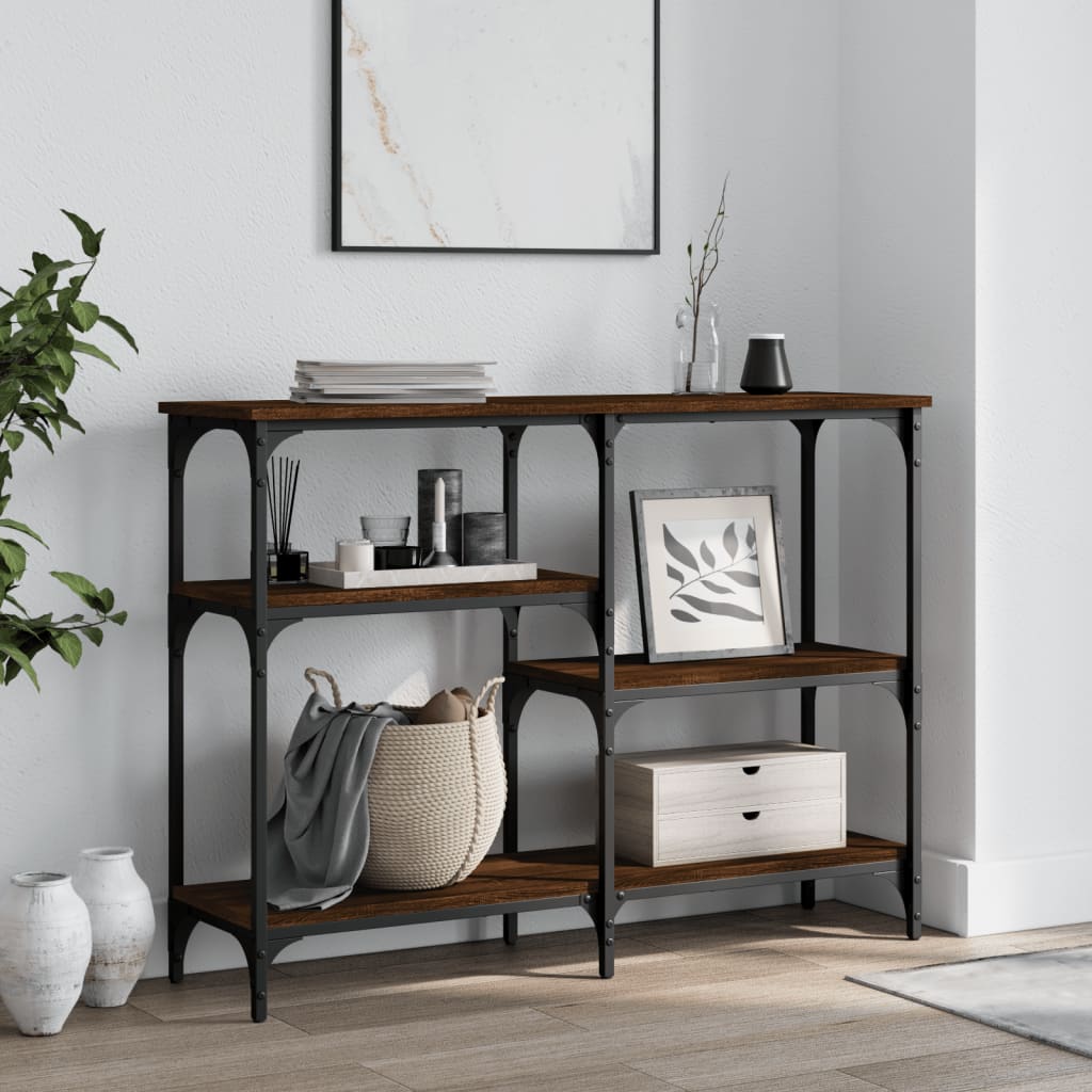 E-shop vidaXL Konzolový stolík hnedý dub 102x29x75 cm kompozitné drevo