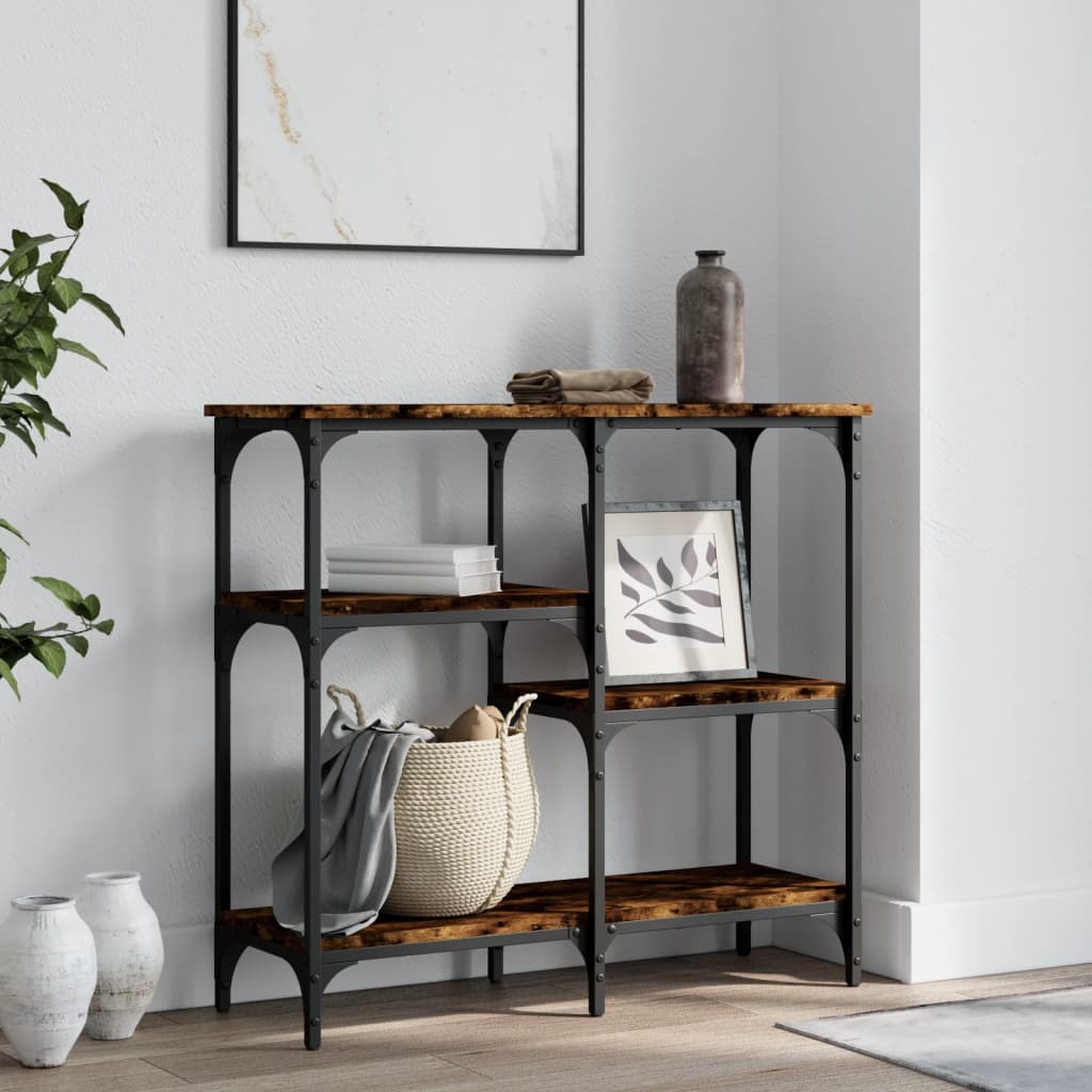 E-shop vidaXL Konzolový stolík dymový dub 80x29x75 cm kompozitné drevo