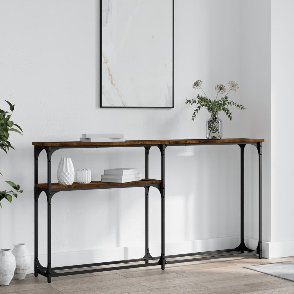 E-shop vidaXL Konzolový stolík dymový dub 145x22,5x75 cm kompozitné drevo