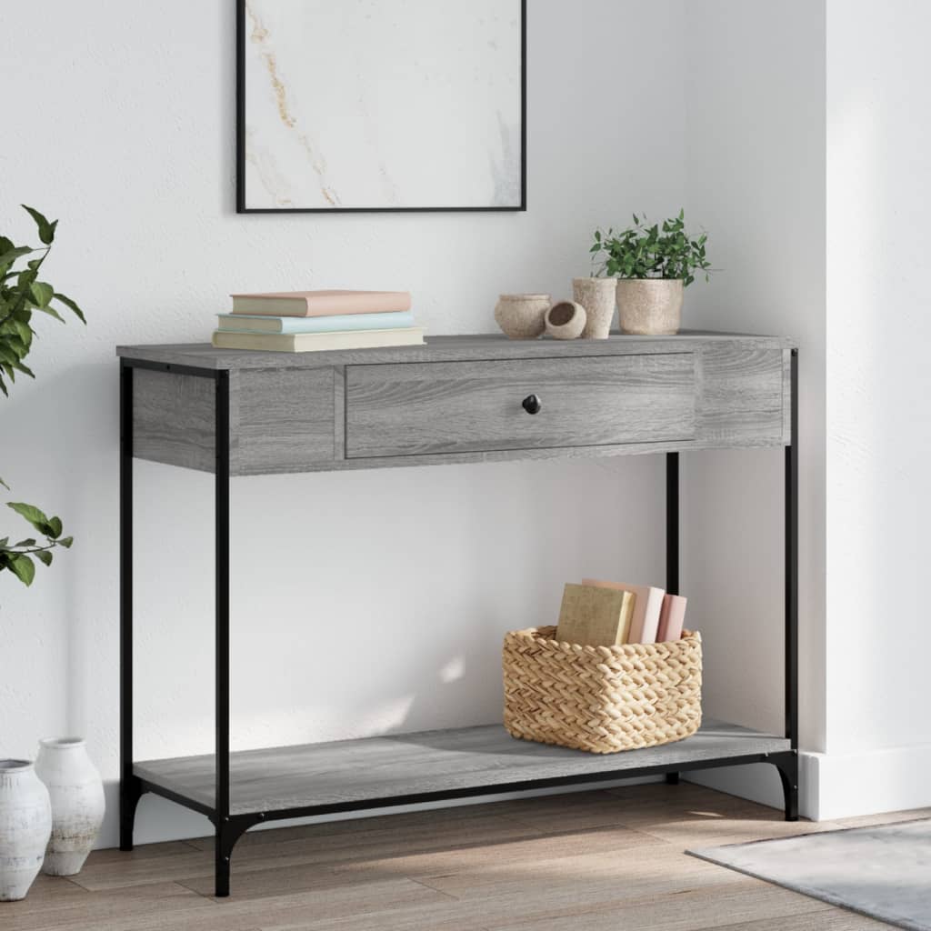 E-shop vidaXL Konzolový stolík sivý sonoma 100x34,5x75 cm kompozitné drevo