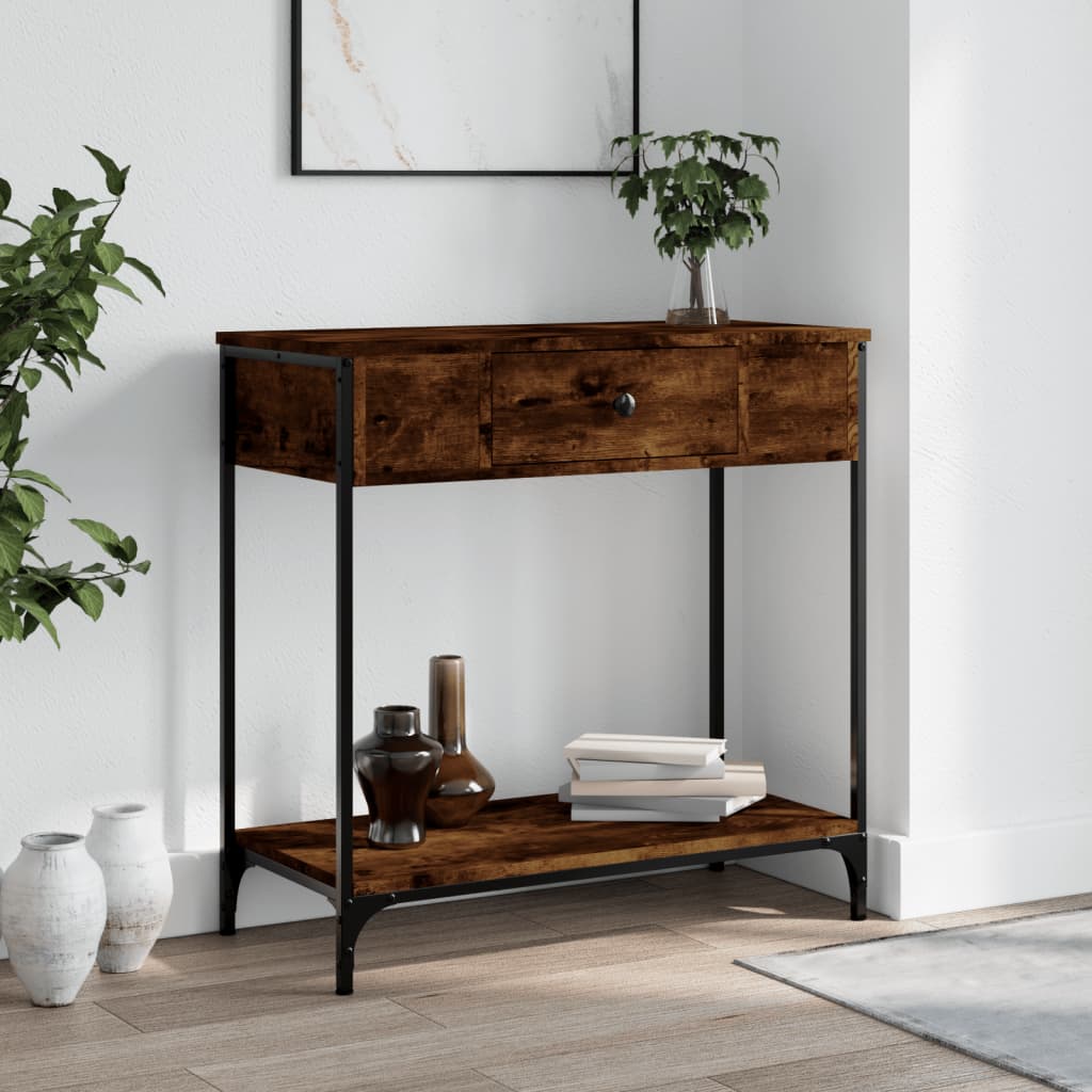 E-shop vidaXL Konzolový stolík dymový dub 75 x 34,5 x 75 cm kompozitné drevo