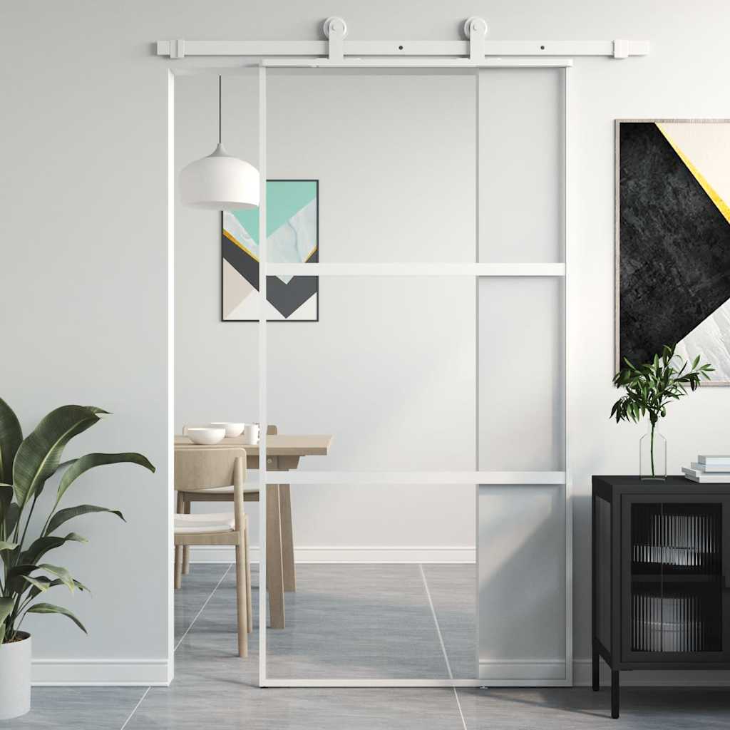 E-shop vidaXL Posuvné dvere biele 102,5x205 cm tvrdené sklo a hliník