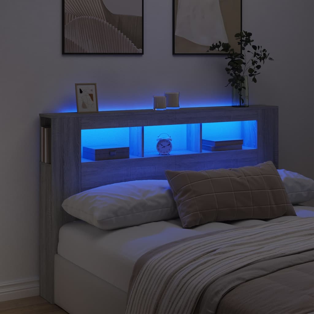 E-shop vidaXL Čelo s LED sivý dub sonoma 160x18,5x103,5 cm kompozitné drevo