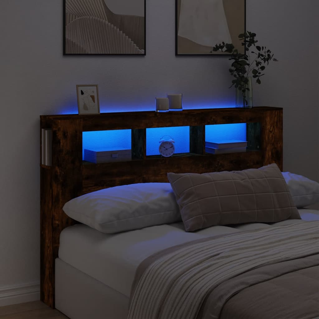 E-shop vidaXL Čelo s LED dymový dub 160x18,5x103,5 cm kompozitné drevo