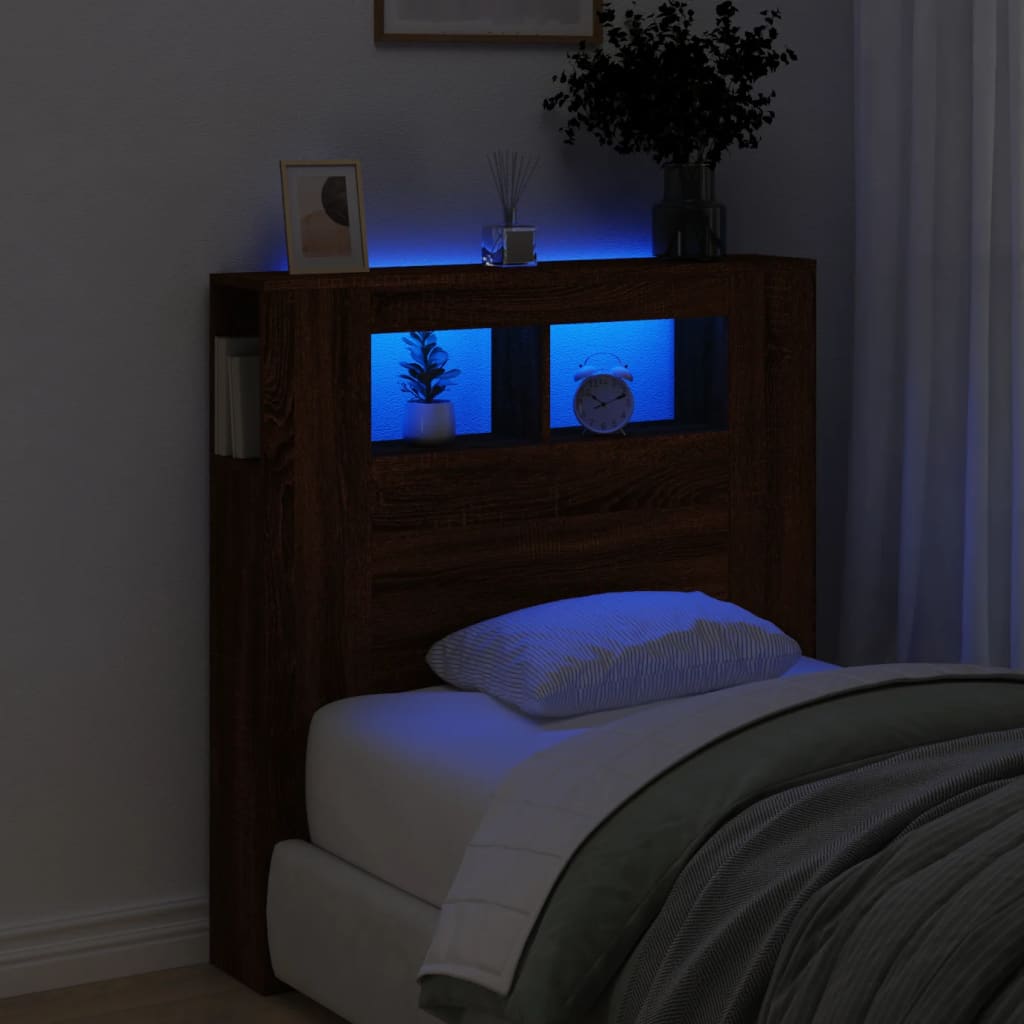 E-shop vidaXL Čelo s LED hnedý dub 100x18,5x103,5 cm kompozitné drevo