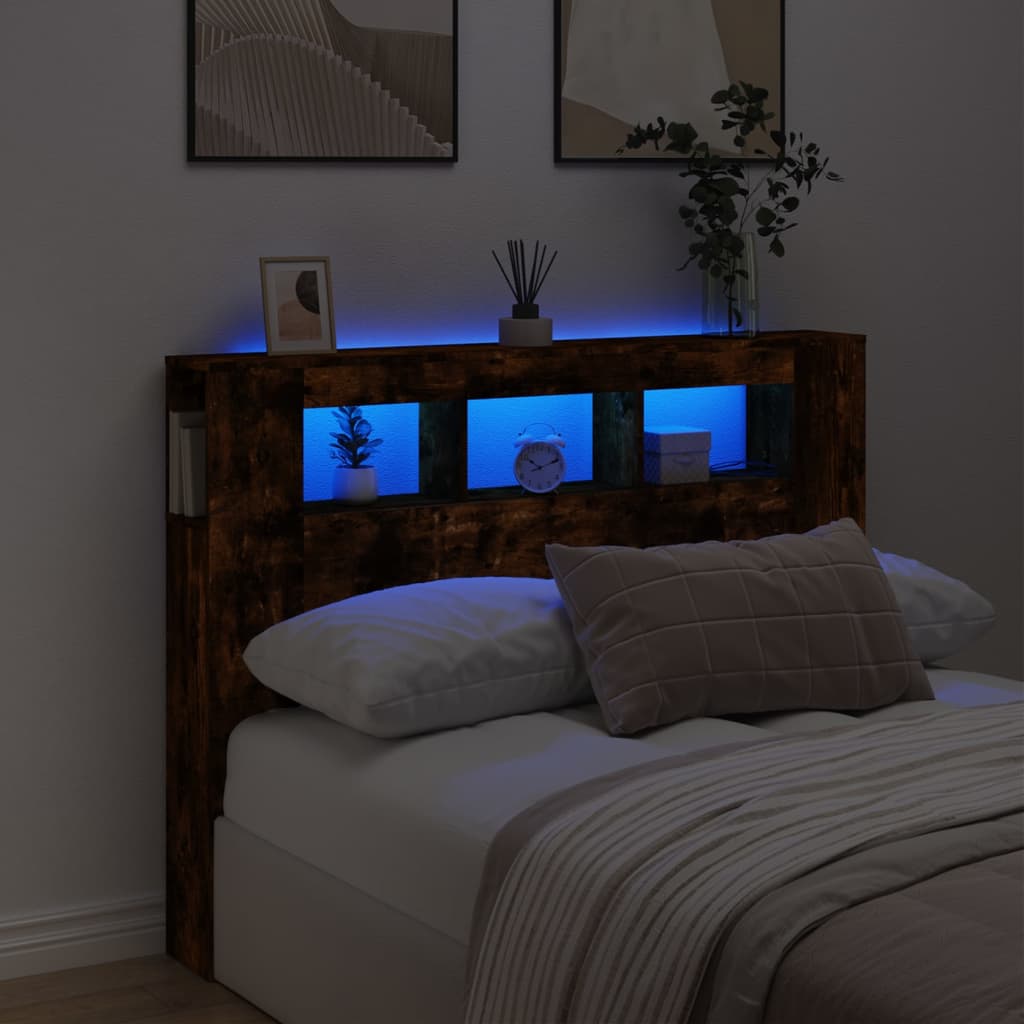 E-shop vidaXL Čelo s LED dymový dub 140x18,5x103,5 cm kompozitné drevo