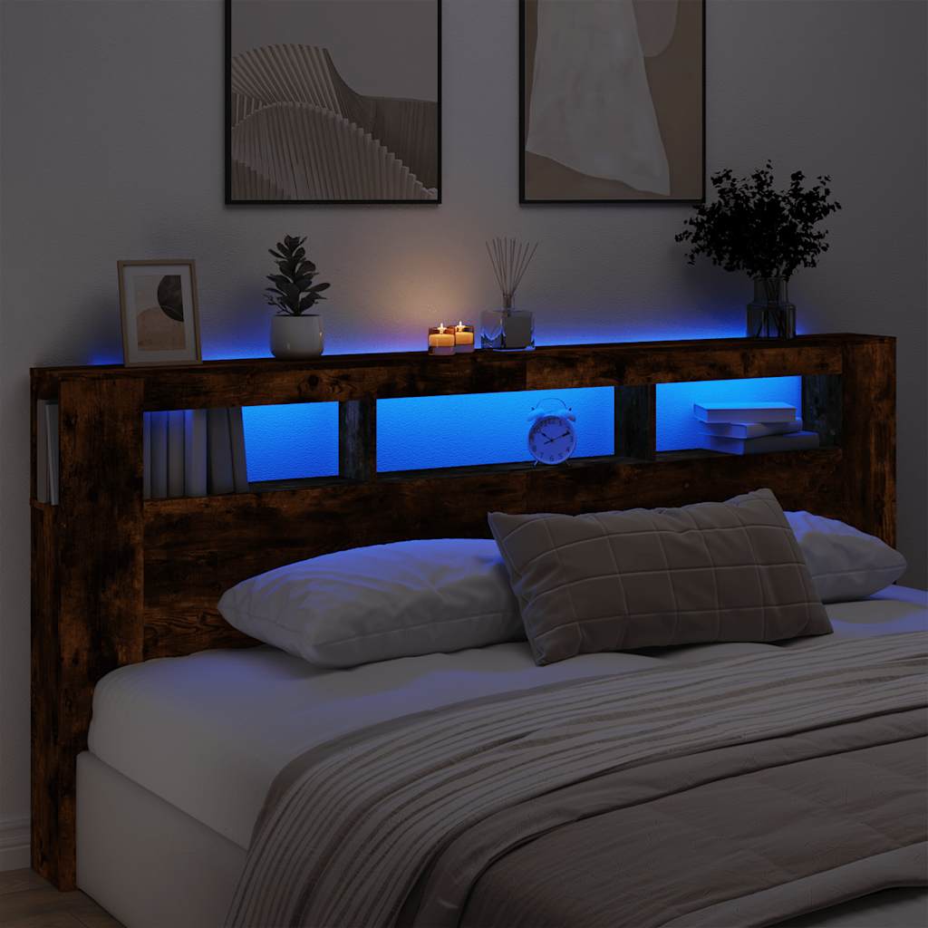 E-shop vidaXL Čelo s LED dymový dub 220x18,5x103,5 cm kompozitné drevo