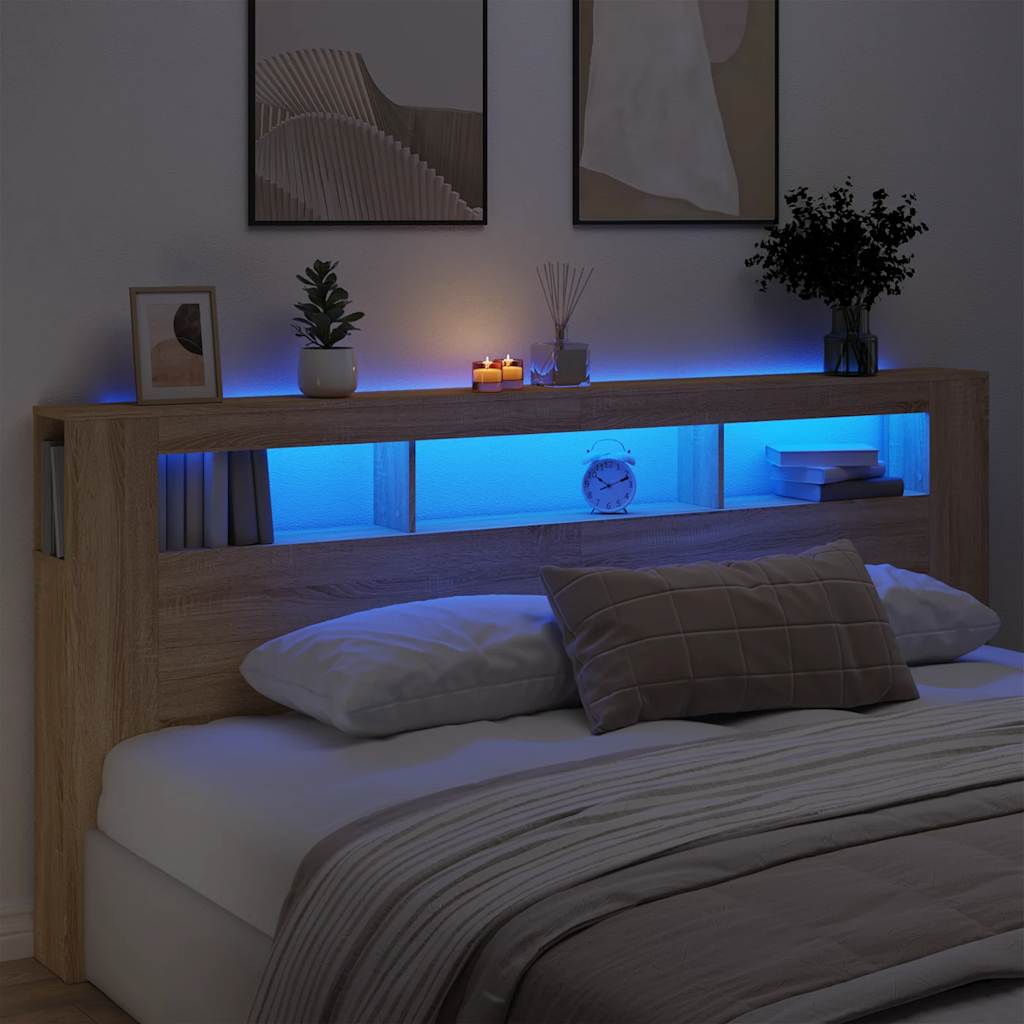 E-shop vidaXL Čelo s LED dub sonoma 220x18,5x103,5 cm kompozitné drevo