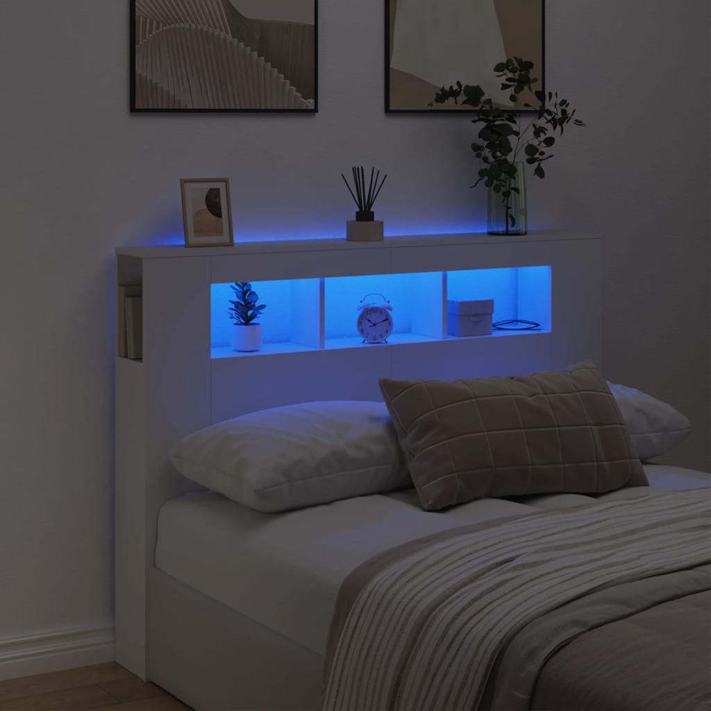 E-shop vidaXL Čelo s LED biele 140x18,5x103,5 cm kompozitné drevo
