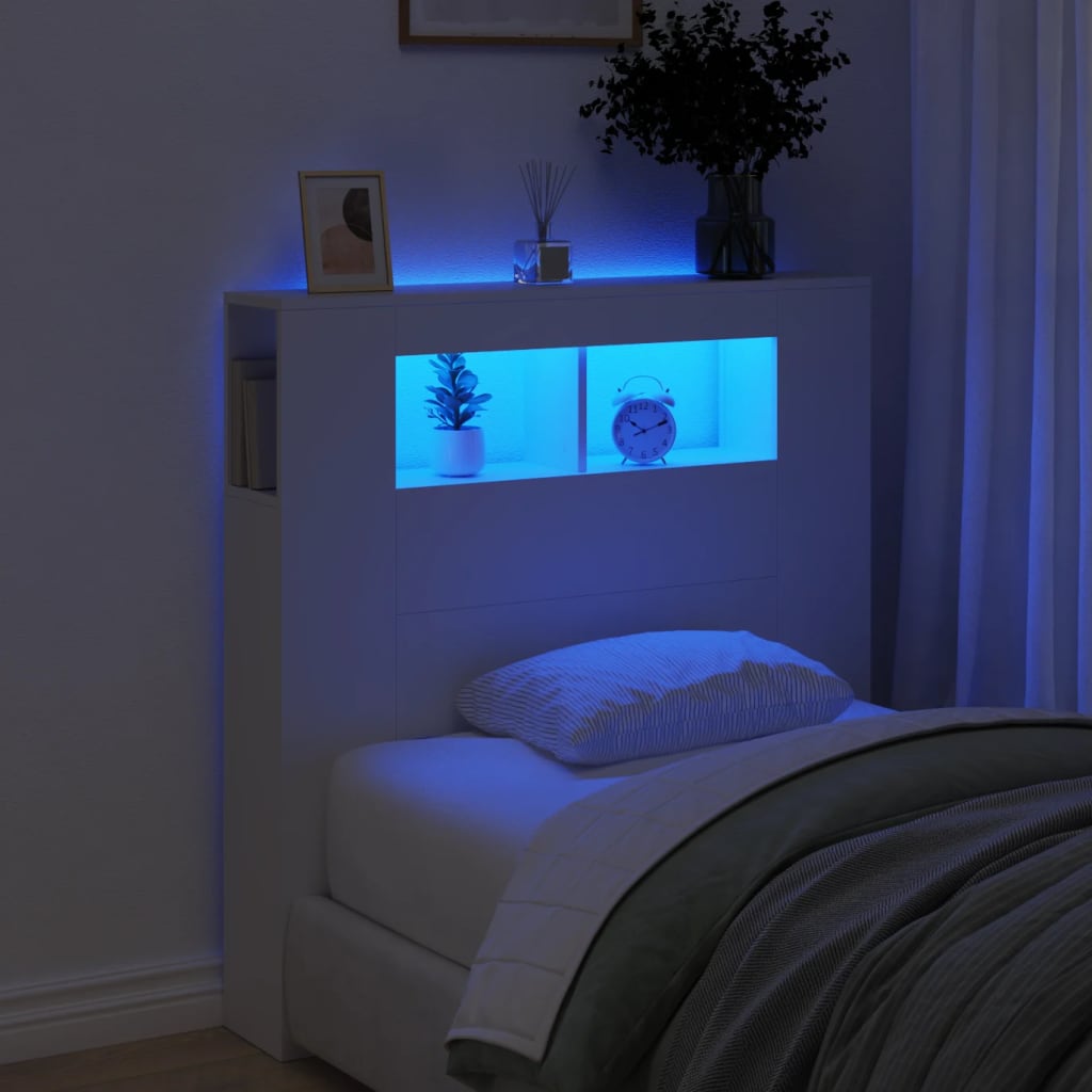 E-shop vidaXL Čelo s LED biele 100x18,5x103,5 cm kompozitné drevo