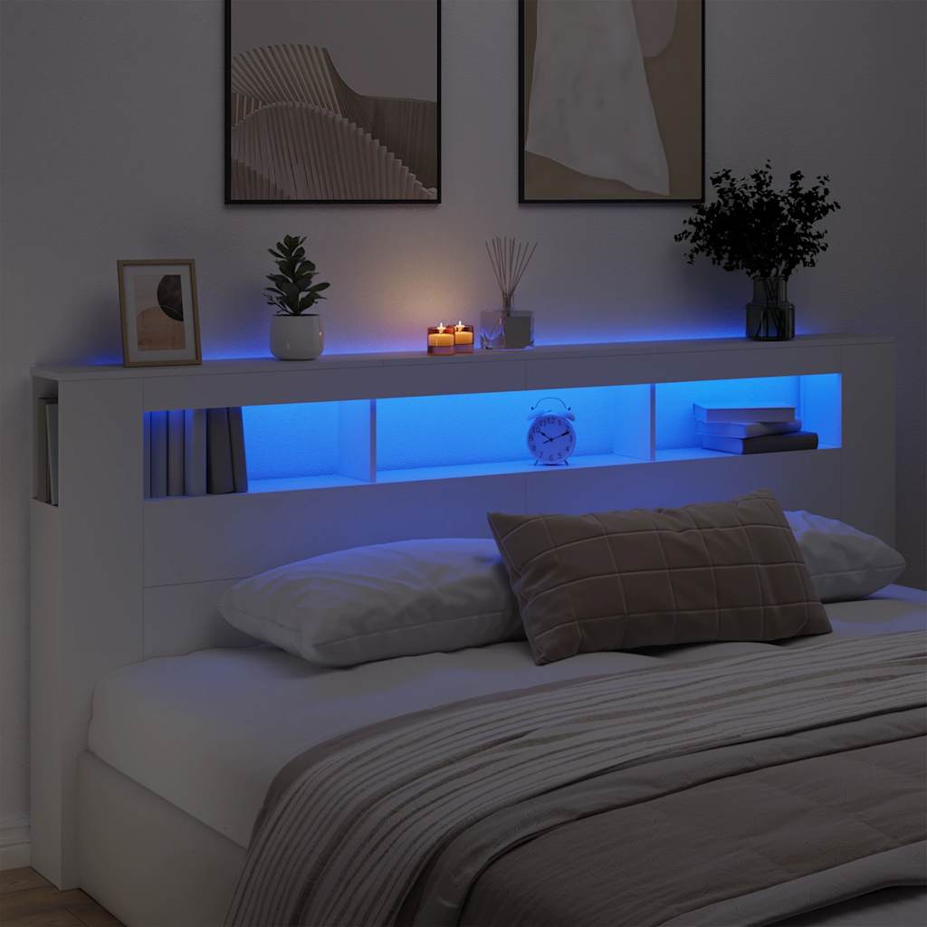 E-shop vidaXL Čelo s LED biele 220x18,5x103,5 cm kompozitné drevo