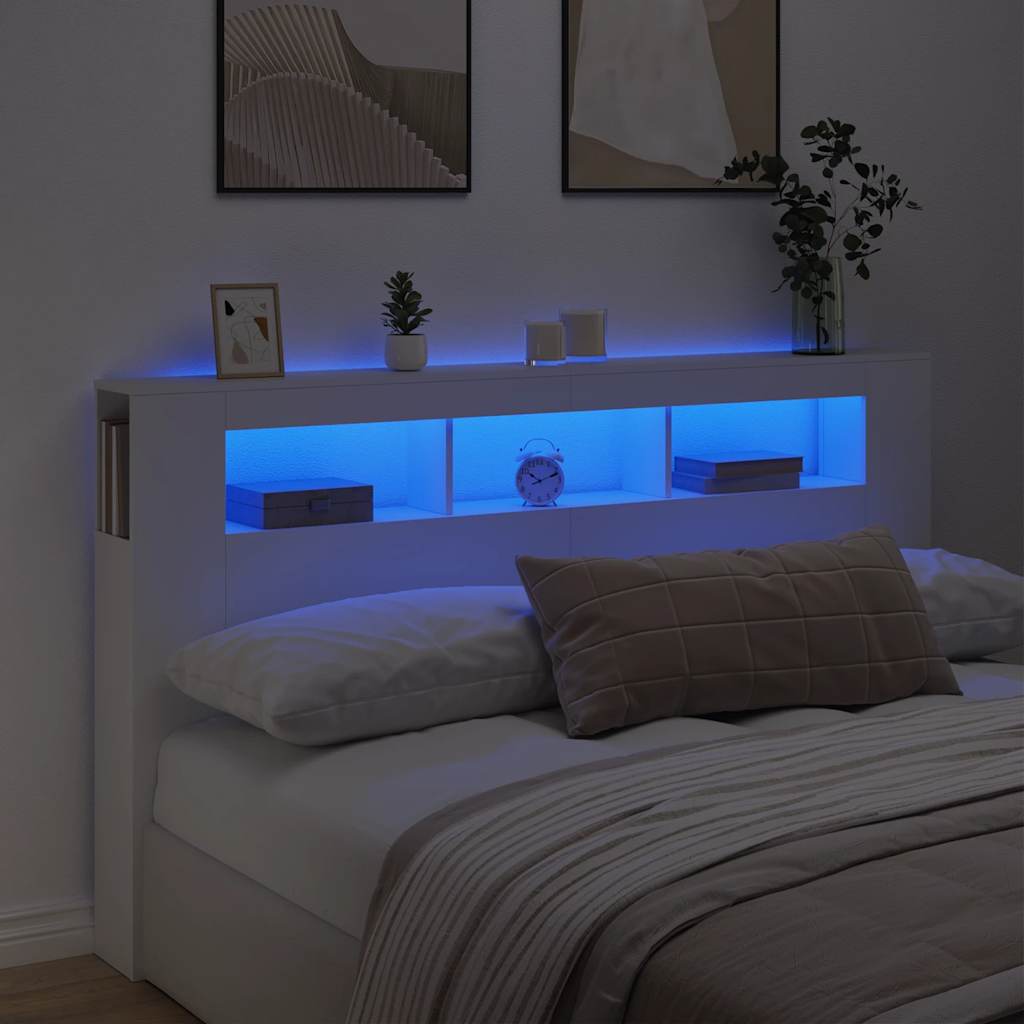 E-shop vidaXL Čelo s LED biele 180x18,5x103,5 cm kompozitné drevo