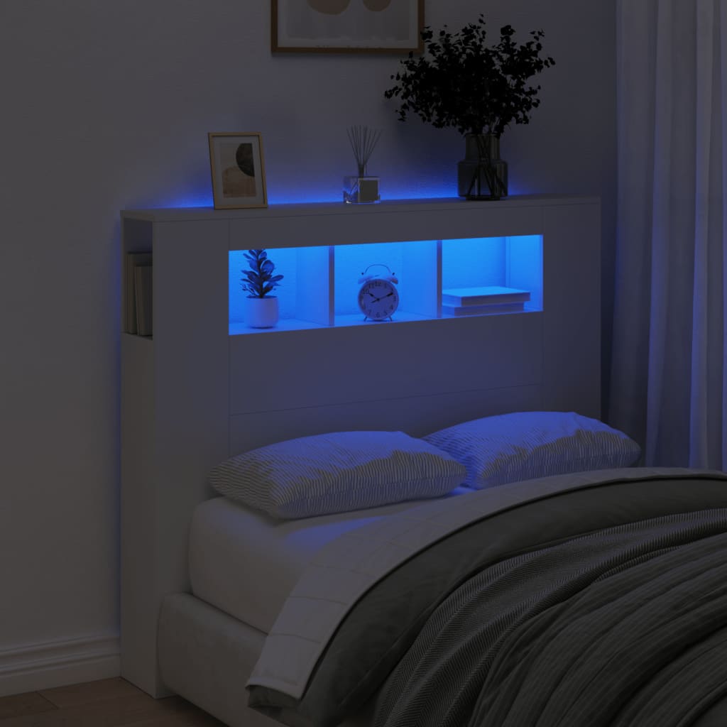 E-shop vidaXL Čelo s LED biele 120x18,5x103,5 cm kompozitné drevo