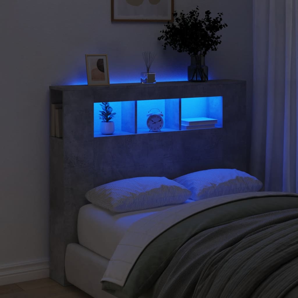E-shop vidaXL Čelo s LED betónovo sivé 120x18,5x103,5 cm kompozitné drevo
