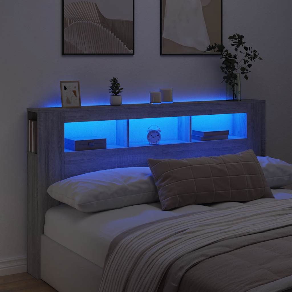 E-shop vidaXL Čelo s LED sivé sonoma 180x18,5x103,5 cm kompozitné drevo