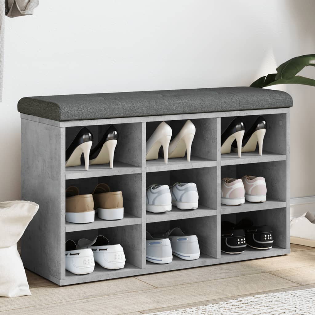 E-shop vidaXL Lavička na topánky betónovo sivá 82x32x50 cm kompozitné drevo