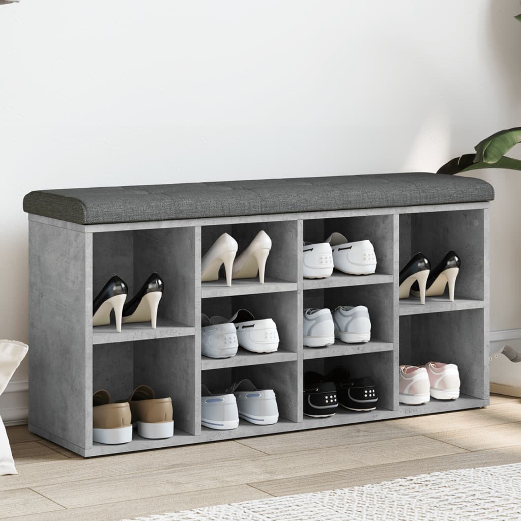 E-shop vidaXL Lavička na topánky betónovo sivá 102x32x50 cm kompozitné drevo