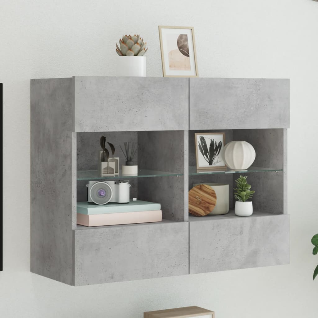 E-shop vidaXL TV nástenná skrinka s LED svetlami betónovo sivá 78,5x30x60,5cm