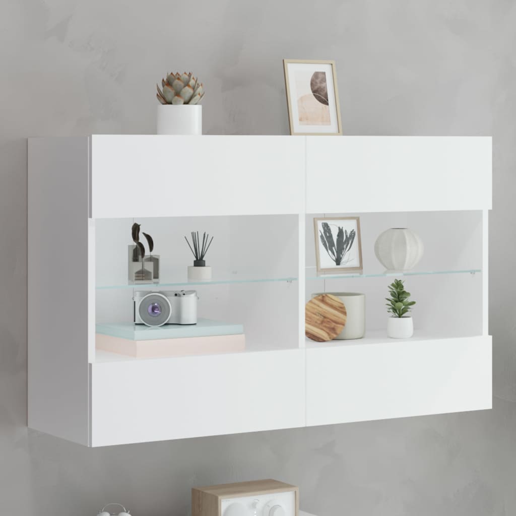 E-shop vidaXL TV nástenná skrinka s LED svetlami biela 98,5x30x60,5 cm