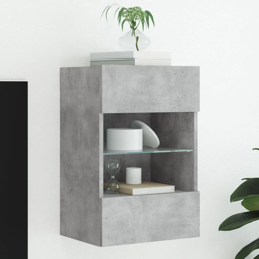 E-shop vidaXL TV nástenná skrinka s LED svetlami betónovo sivá 40x30x60,5 cm