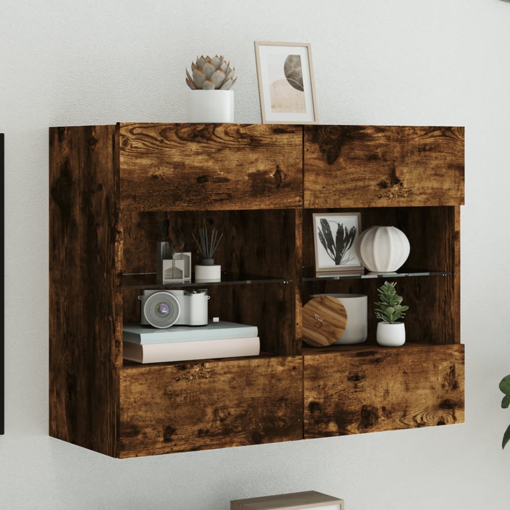 E-shop vidaXL TV nástenná skrinka s LED svetlami dymový dub 78,5x30x60,5 cm