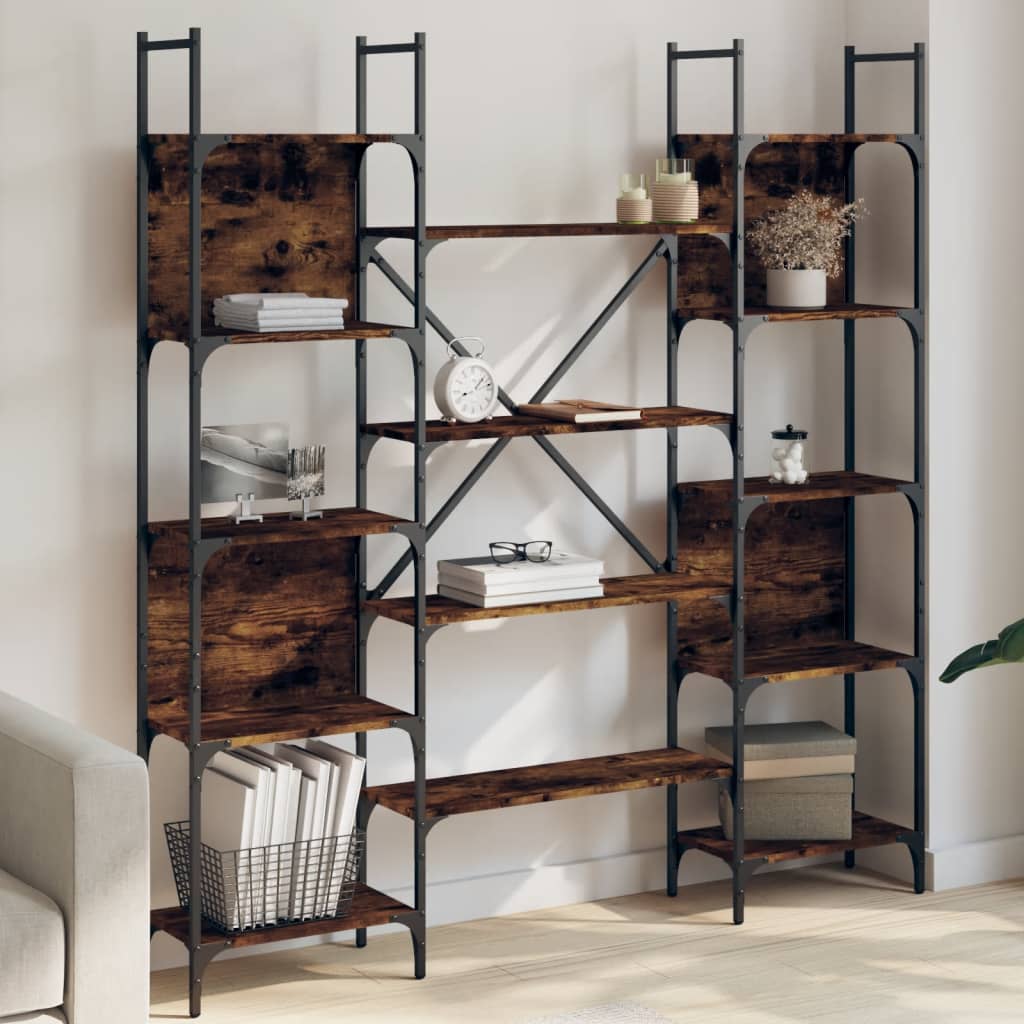 E-shop vidaXL Knižnica dymový dub 155,5x24x166,5 cm kompozitné drevo