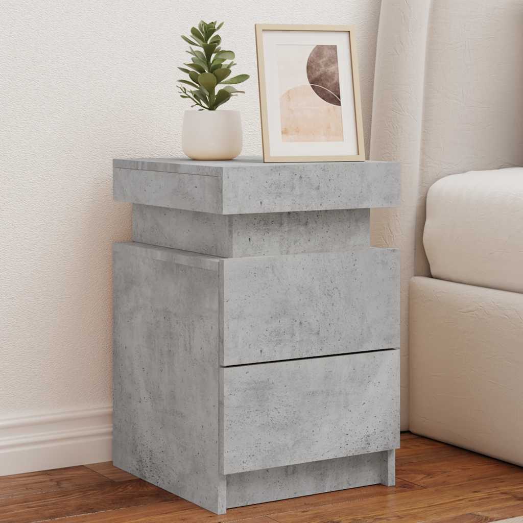 E-shop vidaXL Nočný stolík s LED svetlami betónovo sivý 35x39x55 cm