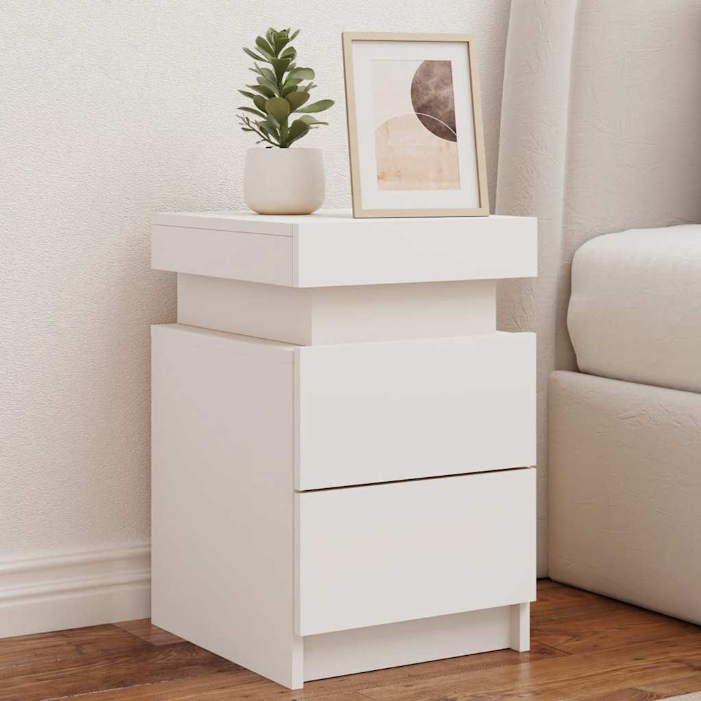 E-shop vidaXL Nočný stolík s LED svetlami biely 35x39x55 cm