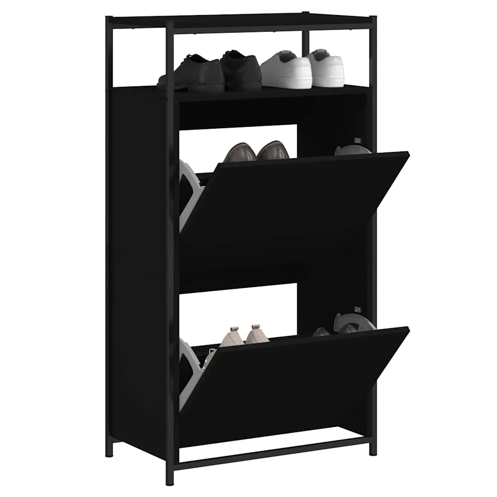 E-shop vidaXL Botník čierny 60x34x112 cm kompozitné drevo