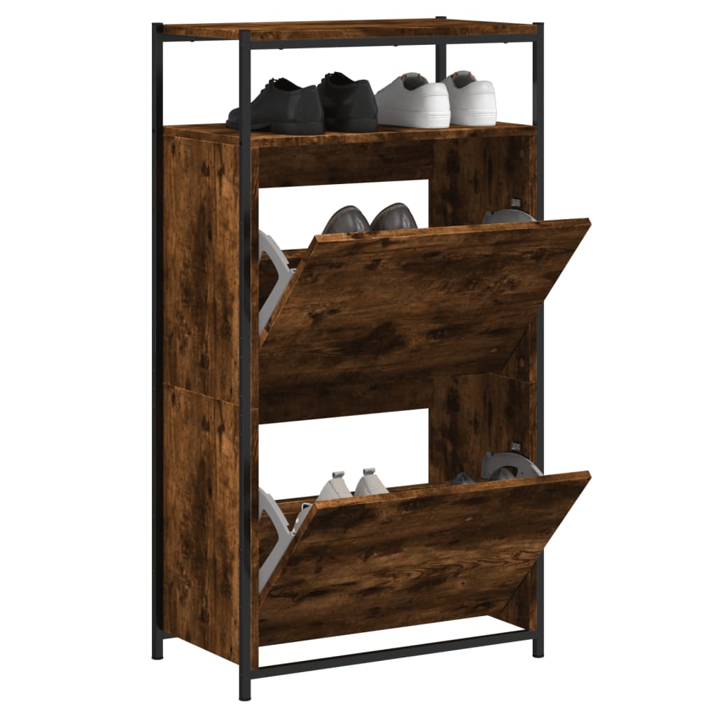 E-shop vidaXL Botník dymový dub 60x34x112 cm kompozitné drevo