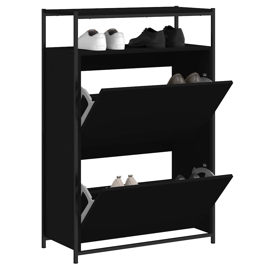 E-shop vidaXL Botník čierny 75x34x112 cm kompozitné drevo