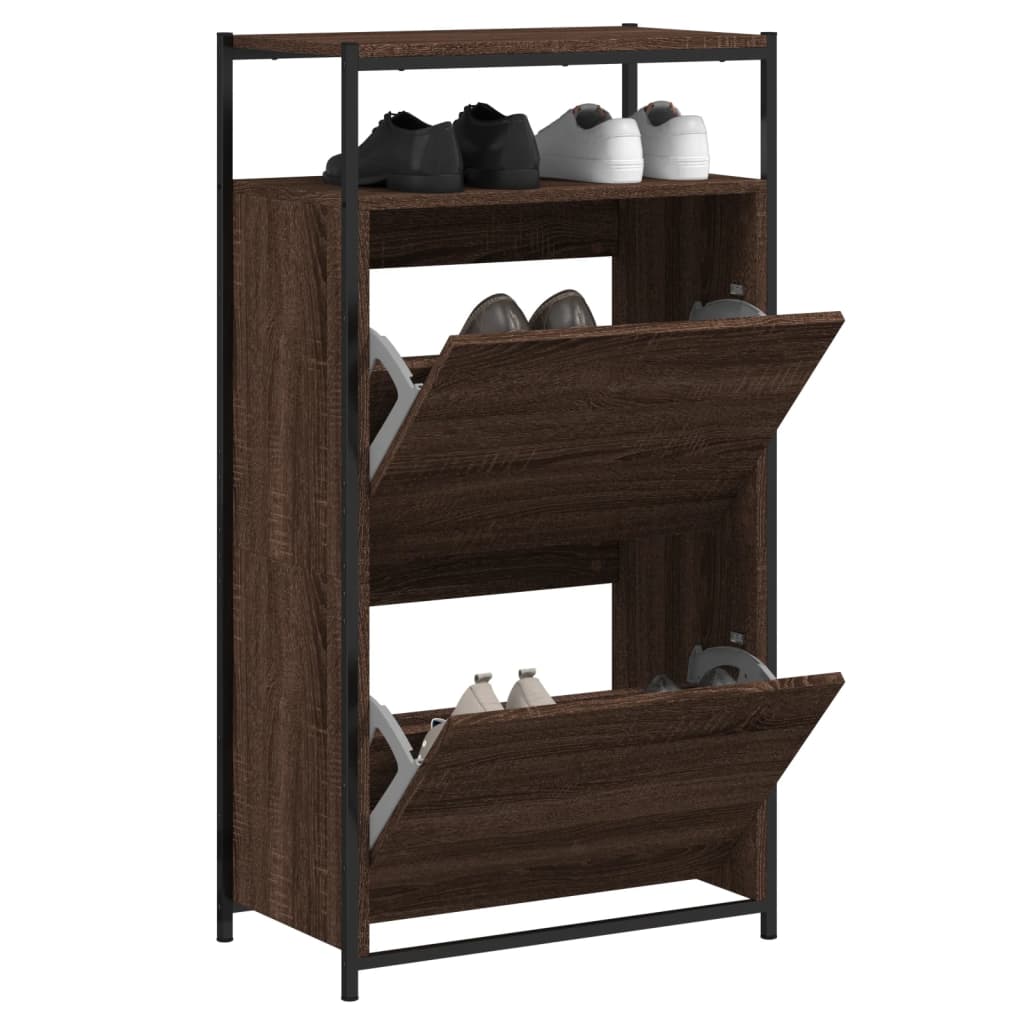 E-shop vidaXL Botník hnedý dub 60x34x112 cm kompozitné drevo