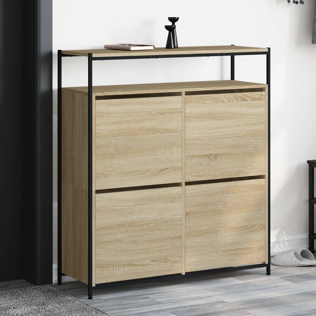 E-shop vidaXL Botník so 4 výklopnými zásuvkami dub sonoma 100x34x112 cm