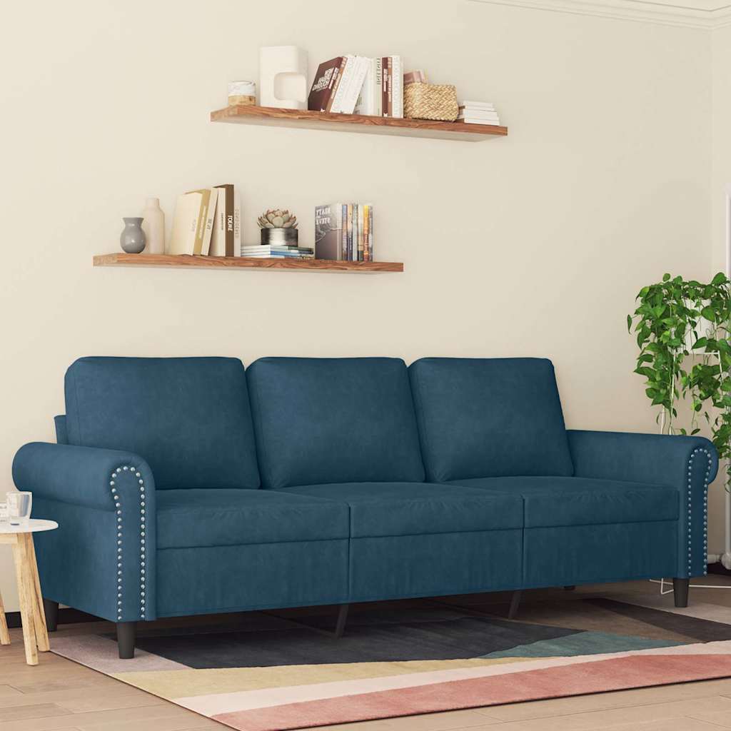 E-shop vidaXL 3-miestna pohovka modrá 180 cm zamat