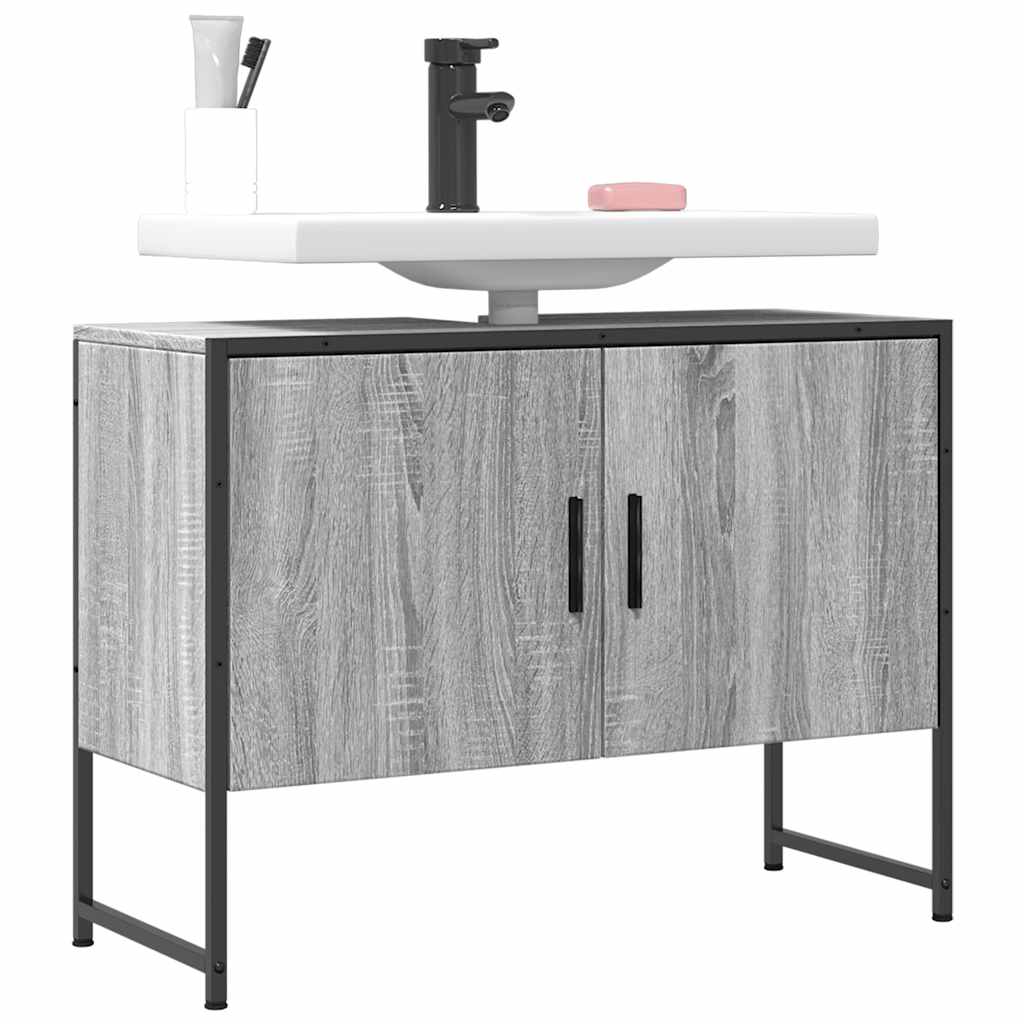 E-shop vidaXL Kúpeľňová umývadlová skrinka sivá sonoma 80x33x60 cm kom. drevo