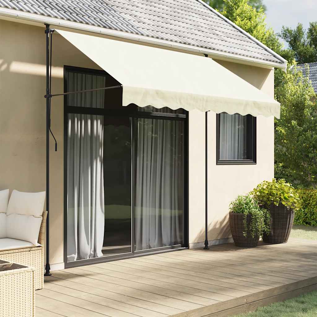 E-shop vidaXL Zaťahovacia markíza krémová 300x150 cm látka a oceľ