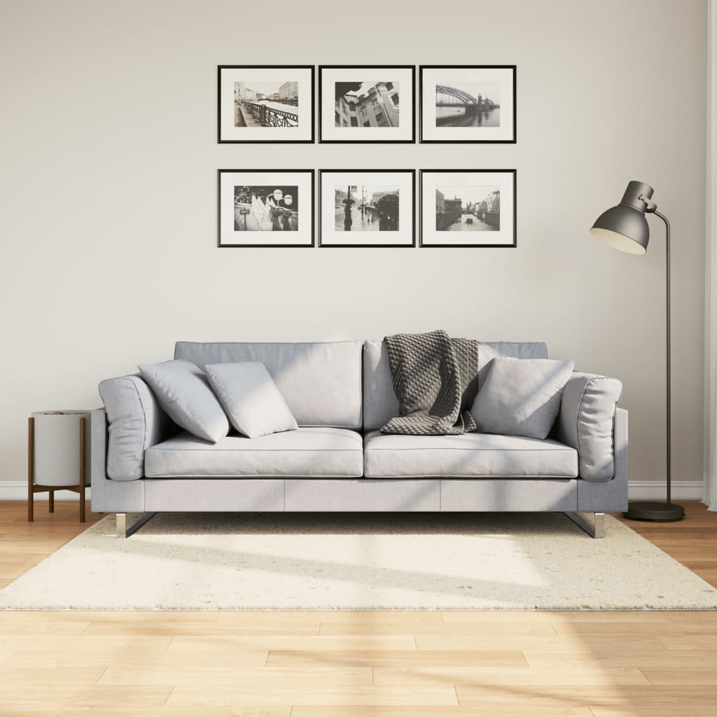 E-shop vidaXL Shaggy koberec PAMPLONA, vysoký vlas, moderný krémový 120x170cm