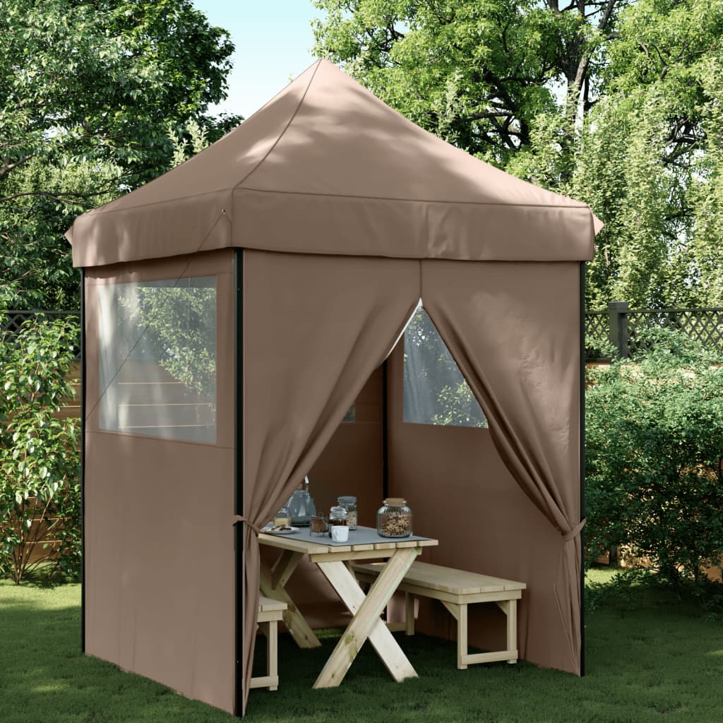 E-shop vidaXL Skladací pop-up párty stan so 4 bočnými stenami hnedý