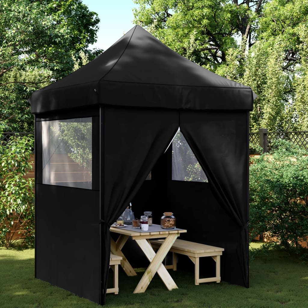 E-shop vidaXL Skladací pop-up párty stan so 4 bočnými stenami čierny