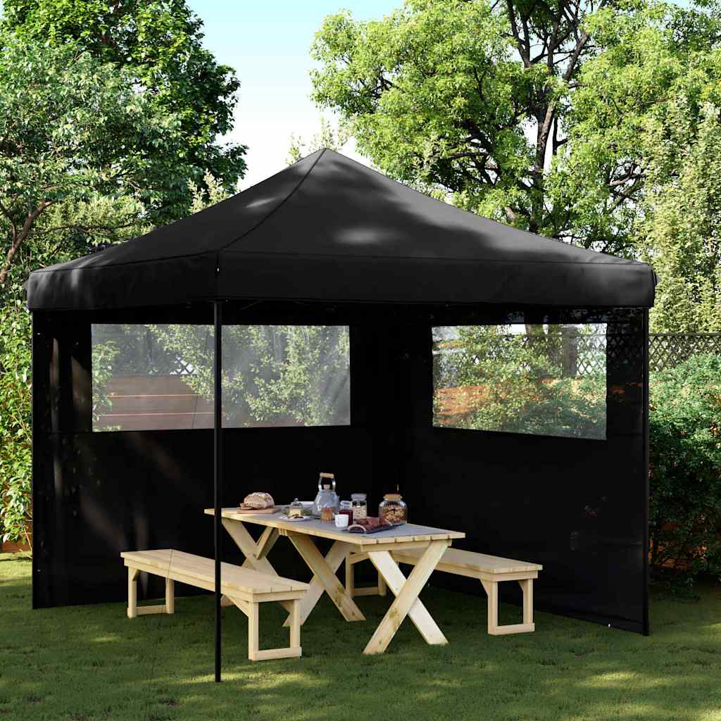 E-shop vidaXL Skladací pop-up párty stan s 2 bočnými stenami čierny