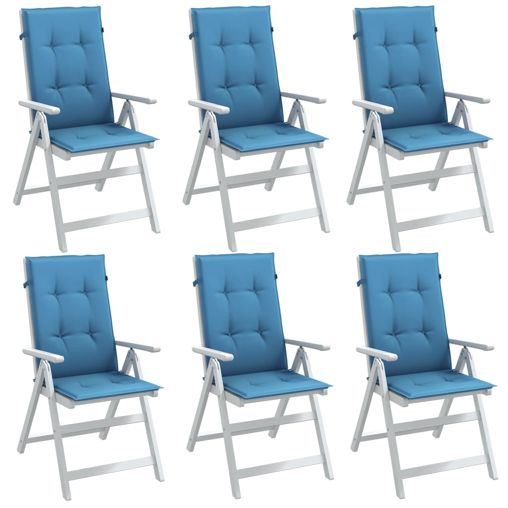 E-shop vidaXL Vankúše na stoličky 6 ks modrá melanž 120x50x4 cm látka